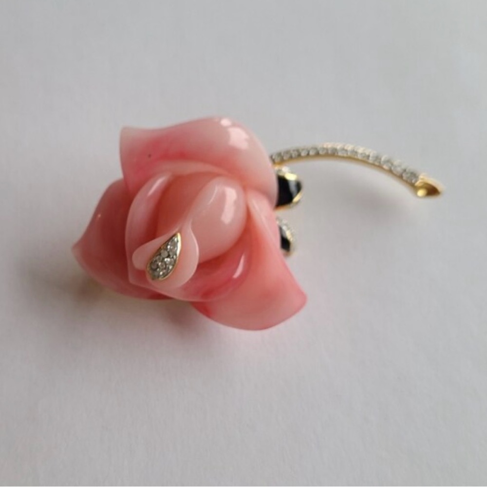 Vintage KJL Brooch pink rose.